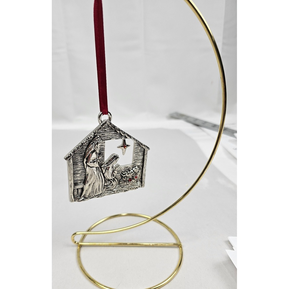 Harvey Lewis Regent Square Nativity Scene Ornament Silver Tone European‎ Crystal